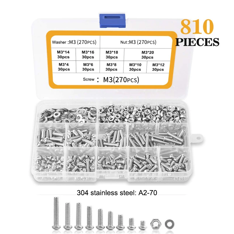 GH 810Pcs M2 M2.5 M3 KM винты с плоской головкой Phillips Винты для ноутбука ноутбук набор
