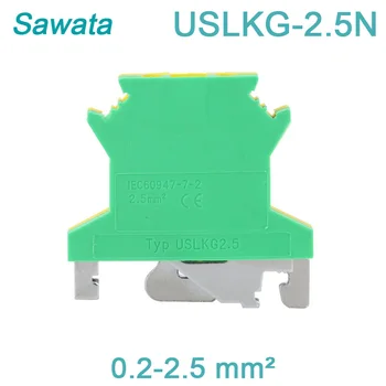 

50Pcs PE Din Rail Cable Wire Terminal Blocks USLKG-2.5N Ground Universal Connector Screw Wire Conductor USLKG2.5
