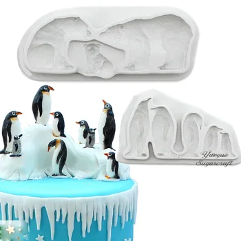 

Polar Bear Penguin silicone cake mold fondant molds cake decorating tools chocolate fondant tools soap mold resin molds