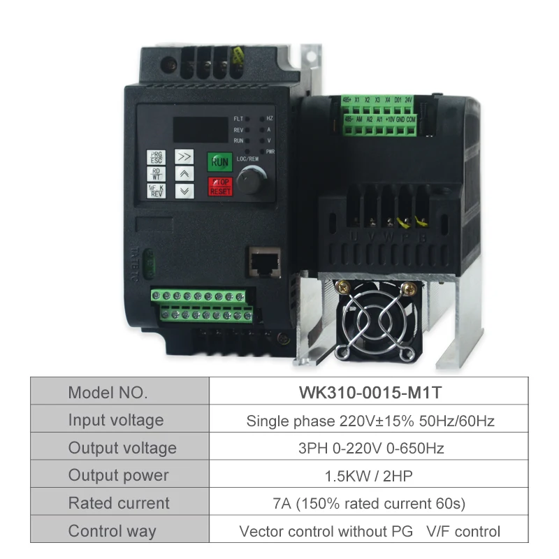 WK310 1.5KW 220V VSD однофазный вход и 3 фазы Выход преобразователь частоты/регулируемый Скорость/Паркер регулятор скорости инвертор частоты