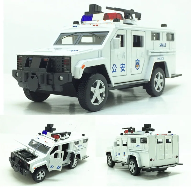 

New Style SWAT Armored Anti-riot Car Armoured Car Police Car Alloy Car Model Sound And Light Warrior CHILDREN'S Toy