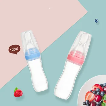 

90ml Food Spoon Baby Squeezing Feeding Spoon Silicone Feeding Bottle Training Spoon Food Spoon Infant Cereal Supplement