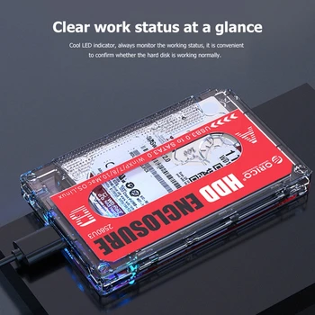 

ORICO 2580U3 Transparent 2.5'' USB3.0 HDD SSD Case Hard Drive Enclosure with DIY Stickers Cassette Design Tape Like Appe