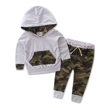 

Children Clothing 2020 New Boy Spring Suit Kids Camouflage Long Sleeves Hooded Shirt Top with Long Pants Two-piece Baby Clothes