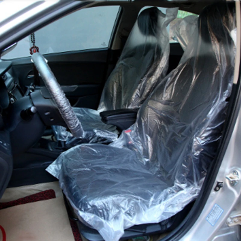 

50 sets of universal disposable PE plastic soft rubber car fully enclosed seat cover waterproof car transparent protective cover