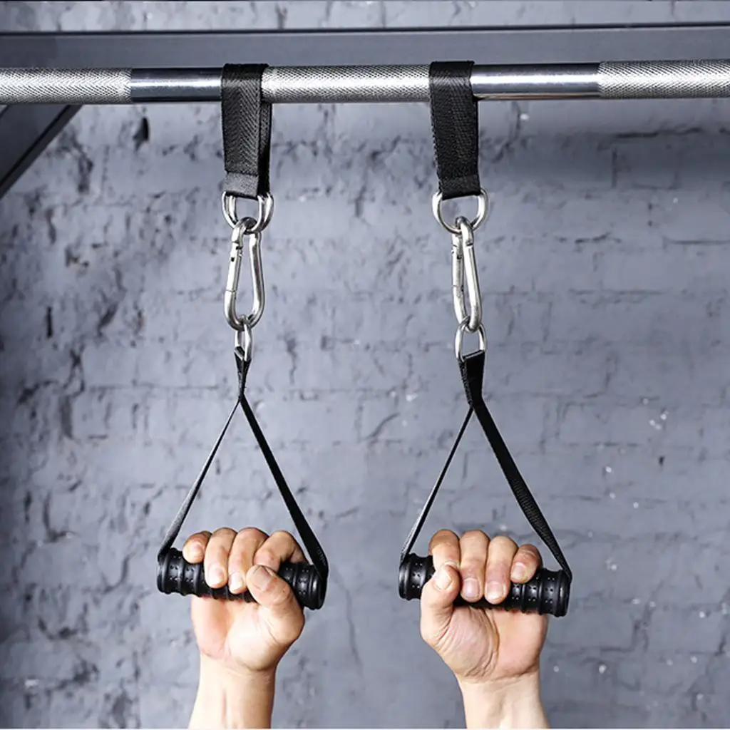 20.5x5cm Swing Straps Gym Pull Up Pulley Cable Gym Strength Ab Training Machine Hanging Strap D Rings Carabiner Clip