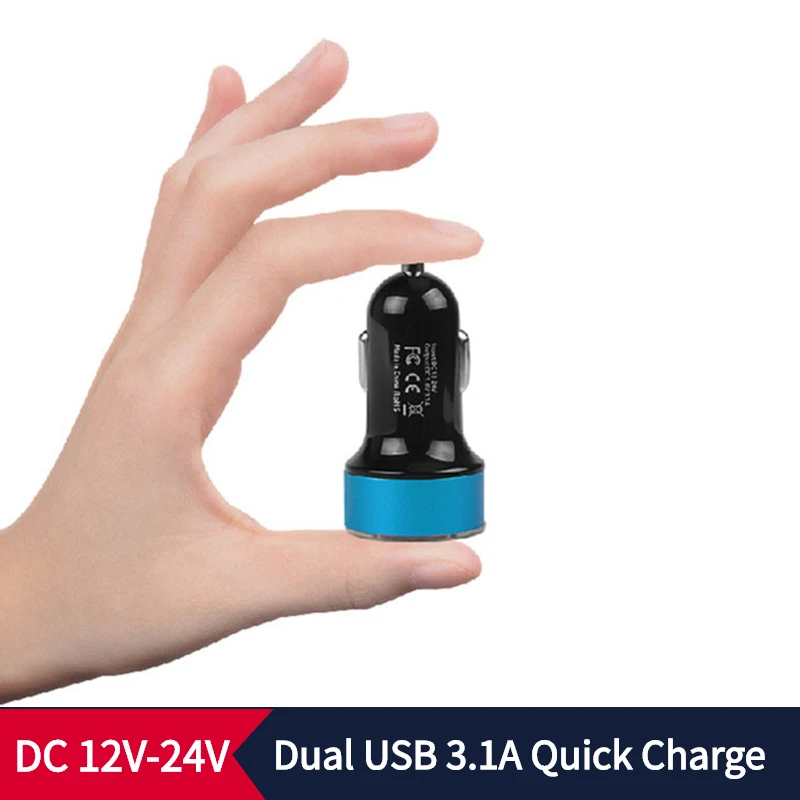 Двойной USB автомобильный прикуриватель зарядное устройство 3.1A Быстрая зарядка мобильного телефона автомобильное зарядное устройство для samsung iPhone Xiaomi планшет адаптер