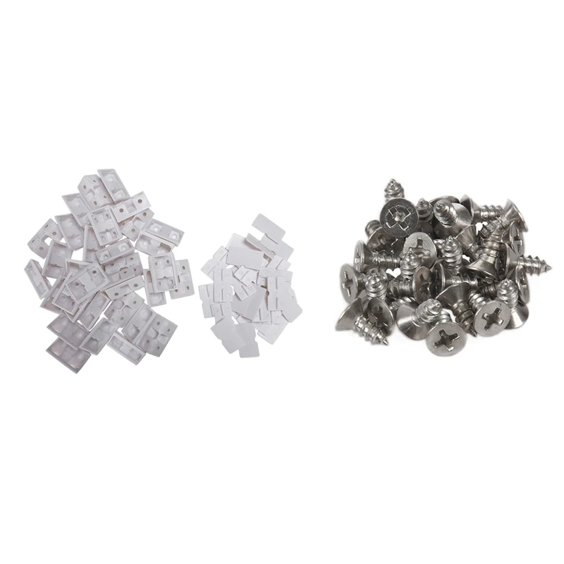 

30Pcs Shelf Cabinet 90 Degree Plastic Corner Braces Angle Brackets White & 30Pcs M4x10mm Self Tapping Phillips Flat Head 304 Sta