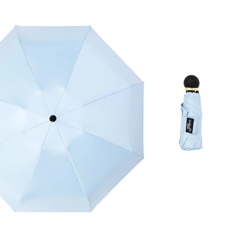 Мини карманный зонтик для женщин, высокое качество, складной зонт с круглой ручкой, ветрозащитный двойной, анти-УФ, открытый, для путешествий