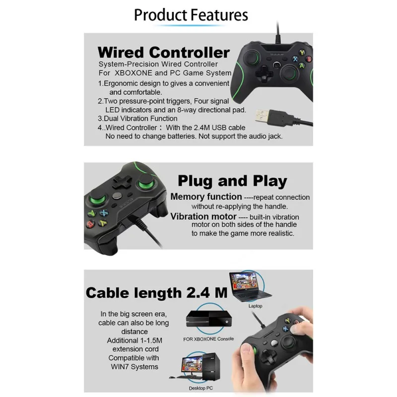 Для Xbox One тонкий Windows командный проводной контроллер USB контроллер для microsoft Xbox One геймпад