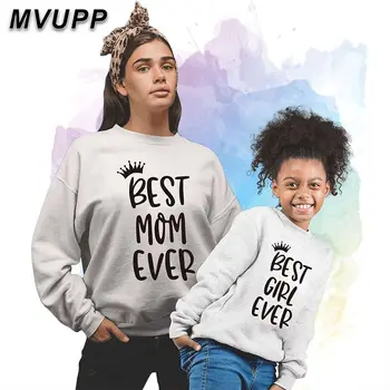 

Baby girl kids family outfits mommy and me sweatshirt the King print 2020 new tops long slevee mum and daughter causal style