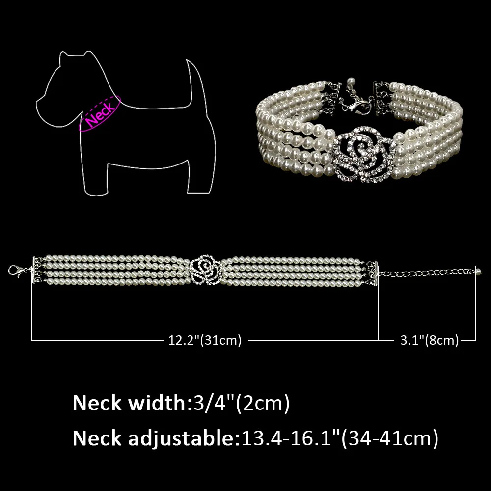 Хрустальное ожерелье для домашних животных чокер стиль горный хрусталь жемчуг аксессуары для домашних животных, собак ожерелье s воротник для собаки чихуахуа D40