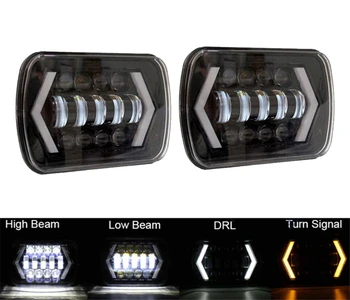 

7x6'' 5X7'' Angel Eyes DRL H4 LED Headlight For 86-95 Jeep Wrangler YJ 84-01 Cherokee XJ 5x7inch 55w LED Square Headlights