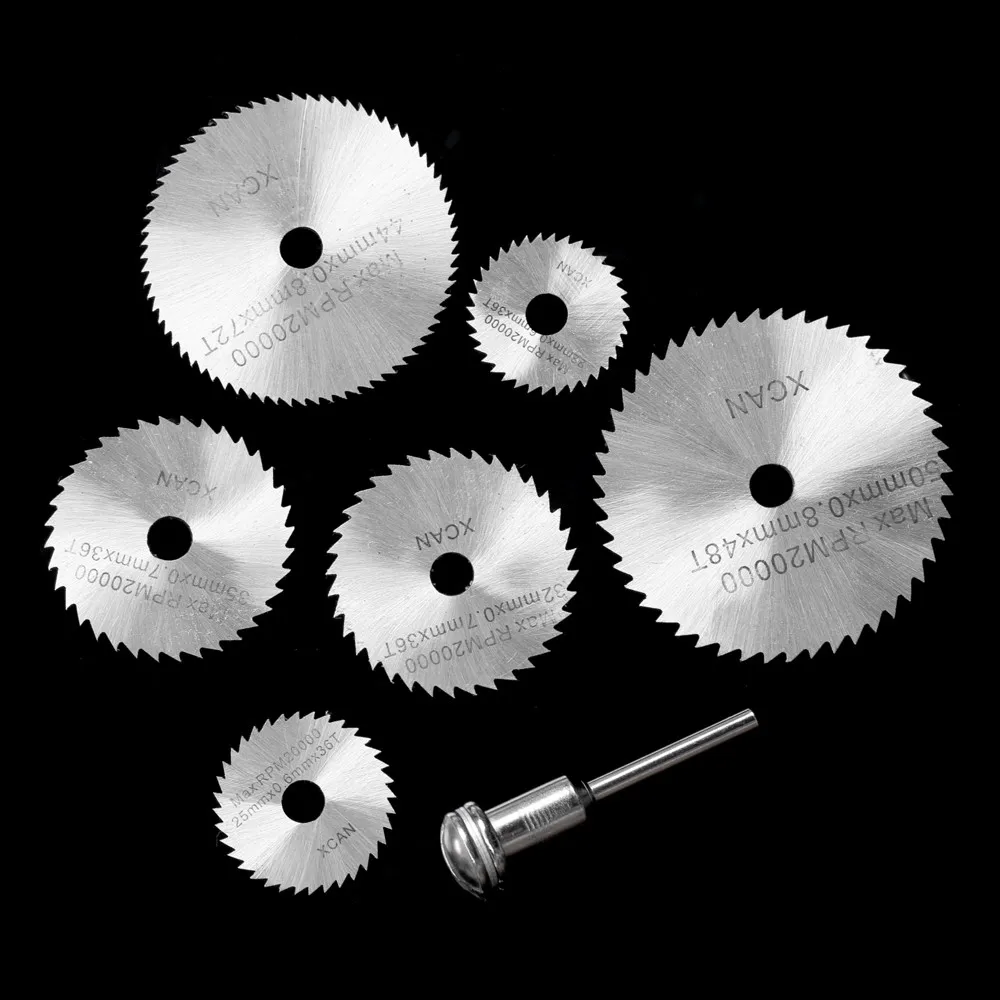 

7pcs HSS Circular Saw Blades Rotary Cutting Tools Kit Set with 1/8" Shank for Cutting Timber and Plastic