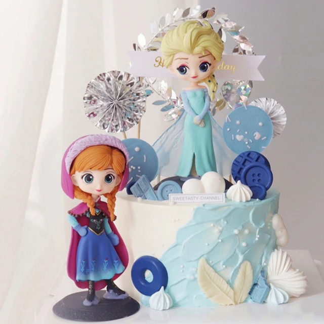 Requisitos esculpir Pais de Ciudadania Decoración de fiesta temática de Frozen para niños y niñas, adornos de  bandera de pastel de princesa Anna y Elsa, suministros de pastel de  aniversario, recuerdos de fiesta de invierno - AliExpress