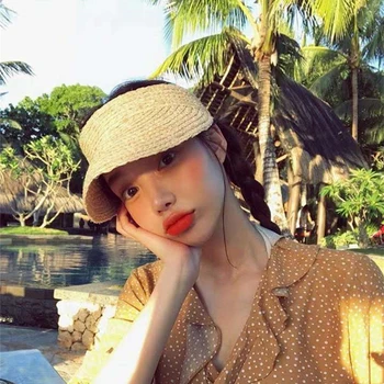 

Empty straw hat women summer all-match no top hat women outdoor sunscreen sun hat