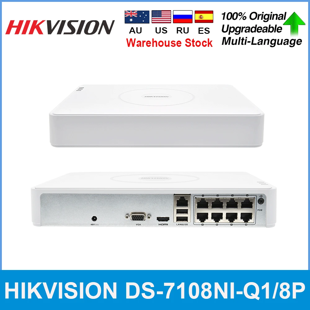 Hikvision оригинальный DS 7108NI Q1/8 P 8 канальный мини 1U POE NVR H.265 + до 6 МП высокой четкости Live View Network Vedio