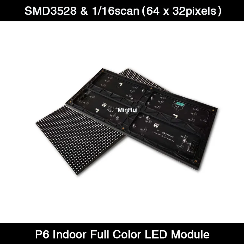 

100PCS/Lot High Quality P6 Indoor HD LED Screen 384*192mm 64*32 Pixels 1/16 Scan SMD3528 RGB Full Color P6 LED Display Board