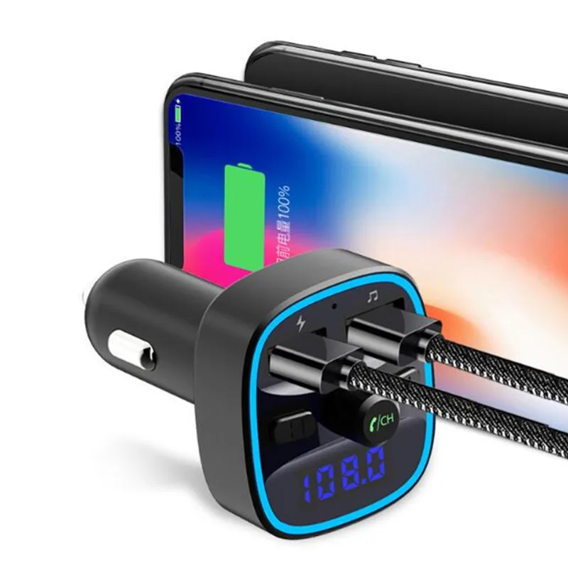 Автомобильный Mp3 музыкальный плеер Bluetooth 5,0 ресивер FM-передатчик двойной зарядное устройство USB U диск и TF карта Lossless музыкальный плеер