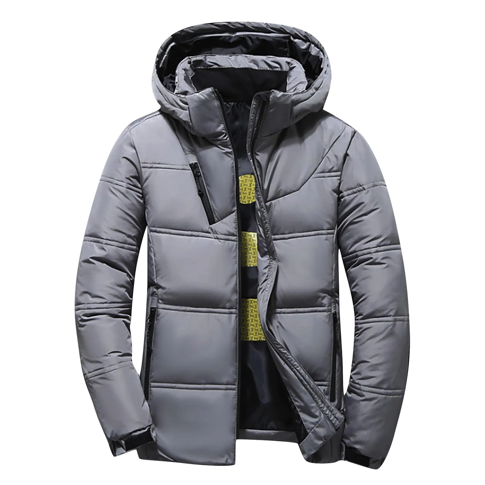 stone island jacket Fashion Men's Autumn And Winter Loose Solid Colors Long Sleeve Cotton Padded Coat Casual Jacket Outerwear Chaquetas Hombre#g3 waterproof jacket Jackets