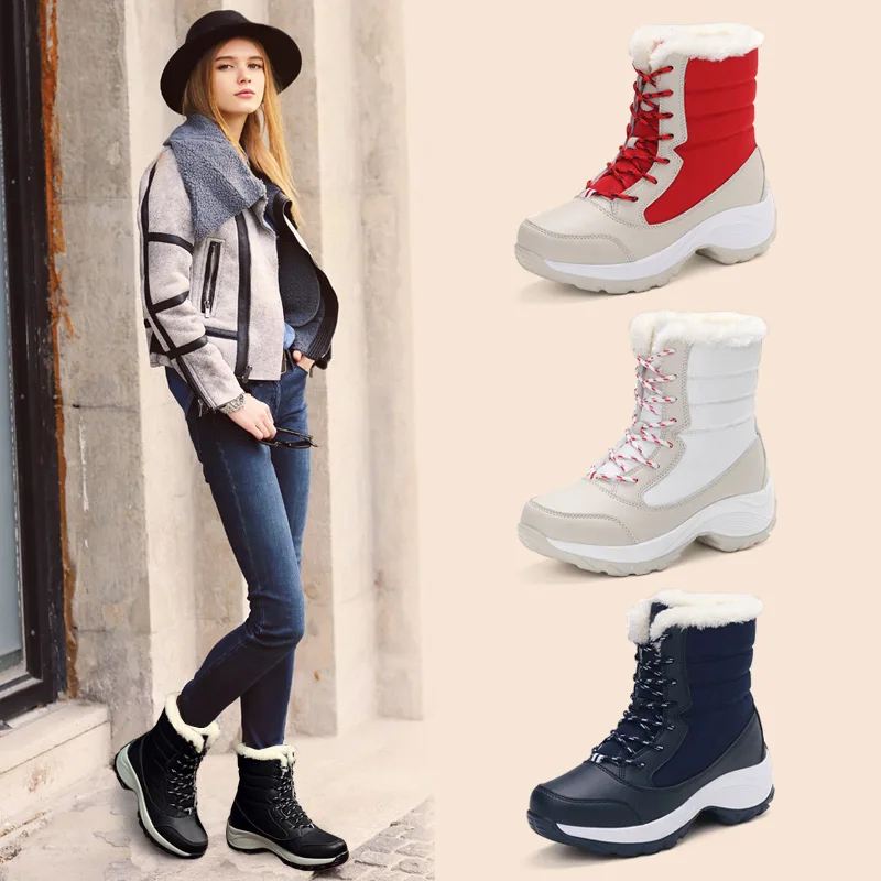 Winter shoes female snow boots platform boots comfortable warm white booties