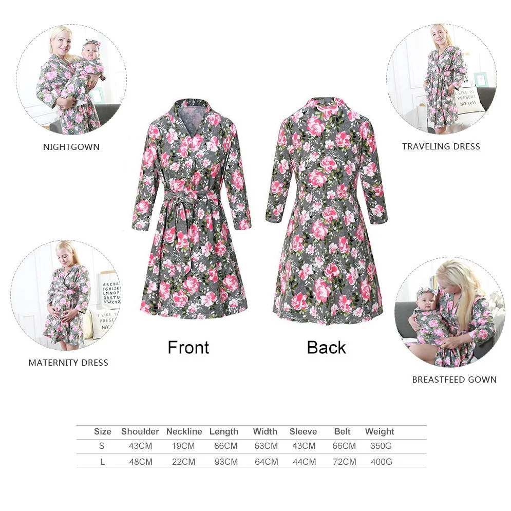 

Miracle Baby Floral Women's cotton Pajamas Suit Women Maternal Dress Nightgown Plus Size Loose Kaftan Bath Gown Summer Sleepwear