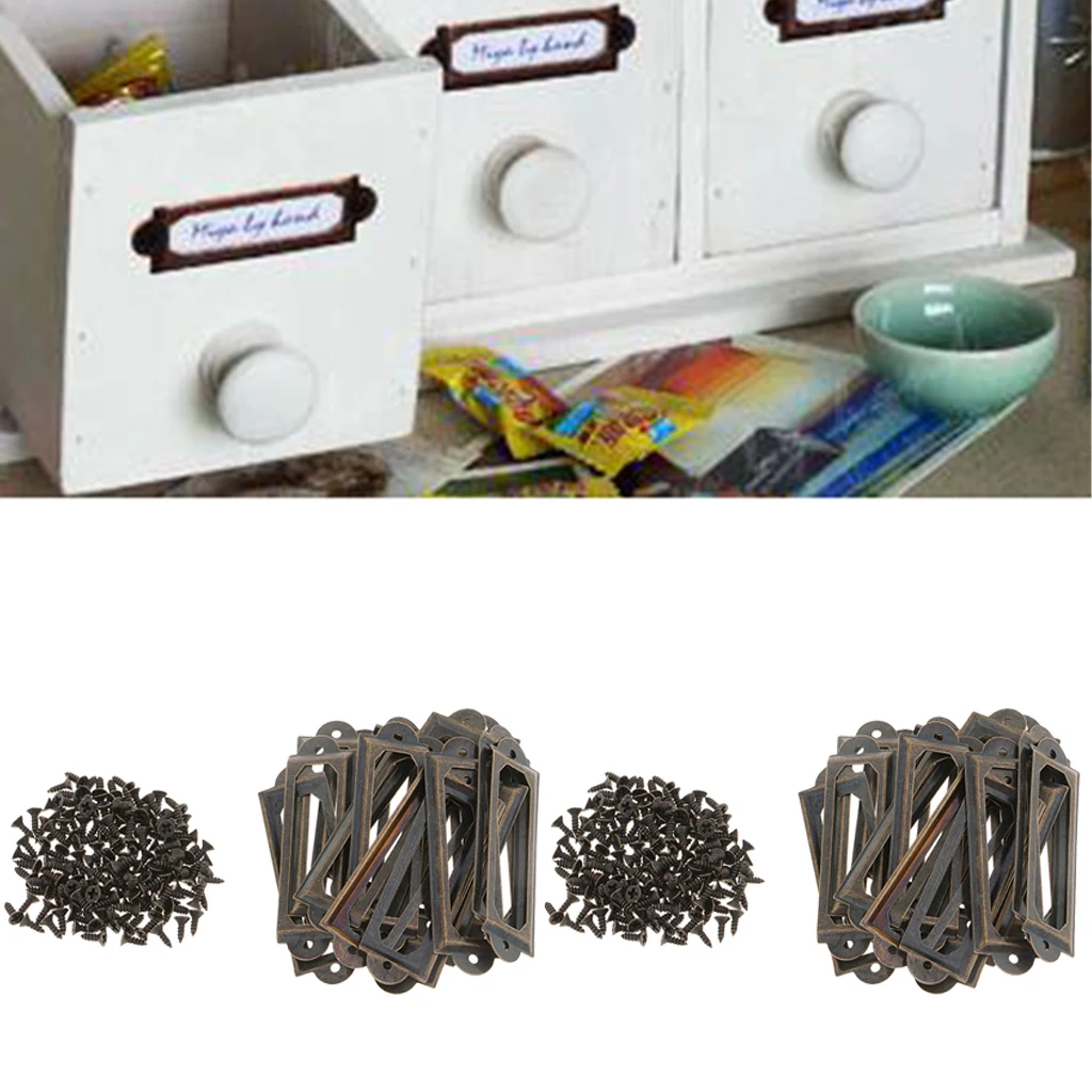 40 Set Tempat Label Logam Lemari Arsip Tempat Label Nama Tag Tempat Kartu  Frame dengan Sekrup