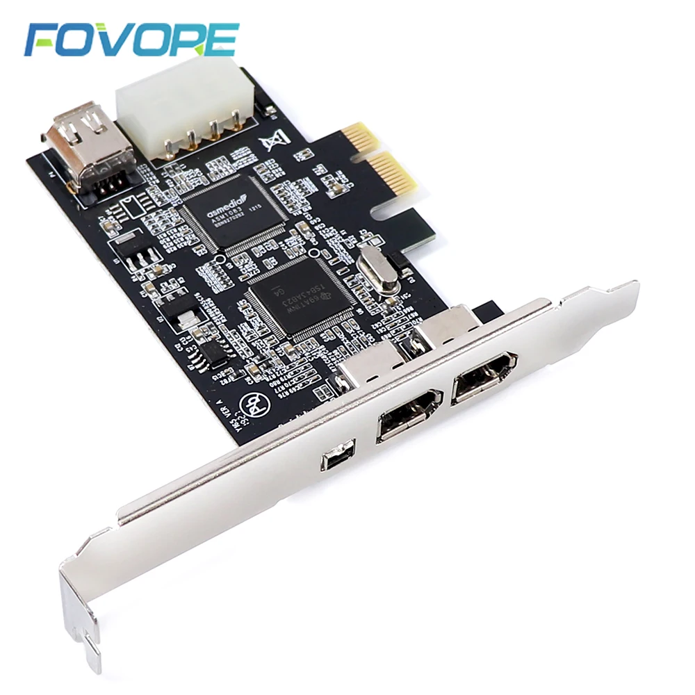 1 Set PCIe 1X IEEE 1394A 4 Port(3+1) Firewire Card Adapter 1394 A PCIe