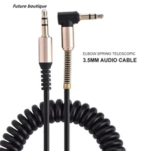 Cable auxiliar de 3,5 clavijas para coche, Cable de Audio de resorte de 3,5mm, chapado en oro, macho a macho, cables de altavoz