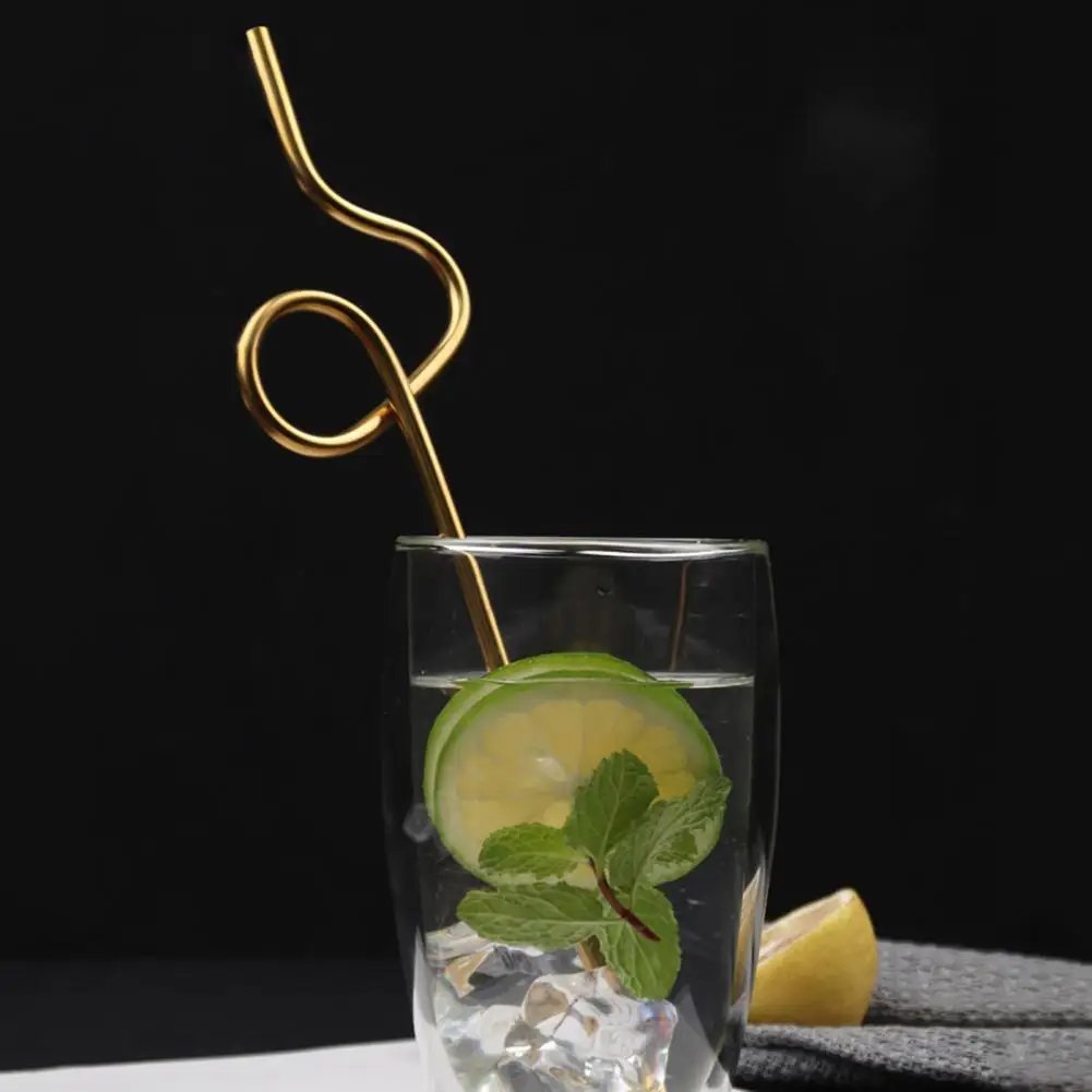 Reusable Metal Straws Set Drinking Straw Food Grade Rust-proof Stainless Steel Unique Shaped Drinkware Bar Party Accessory