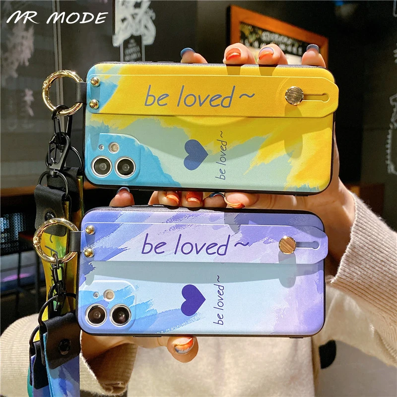 Браслет кронштейн с вытяжным шнуром любящее сердце градиентных акварельных