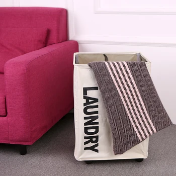 

Laundry Basket Foldable Oxford Cloth Large Bin Mesh Drawstring Dirty Clothes Hamper with Handles 4 Support Rods Universal Wheel