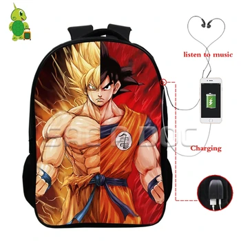 

Dragon Ball Z Goku Split Laptop Backpacks Multifunction USB Charge Headphone Jack School Bags for Teens Women Men Travel Bags