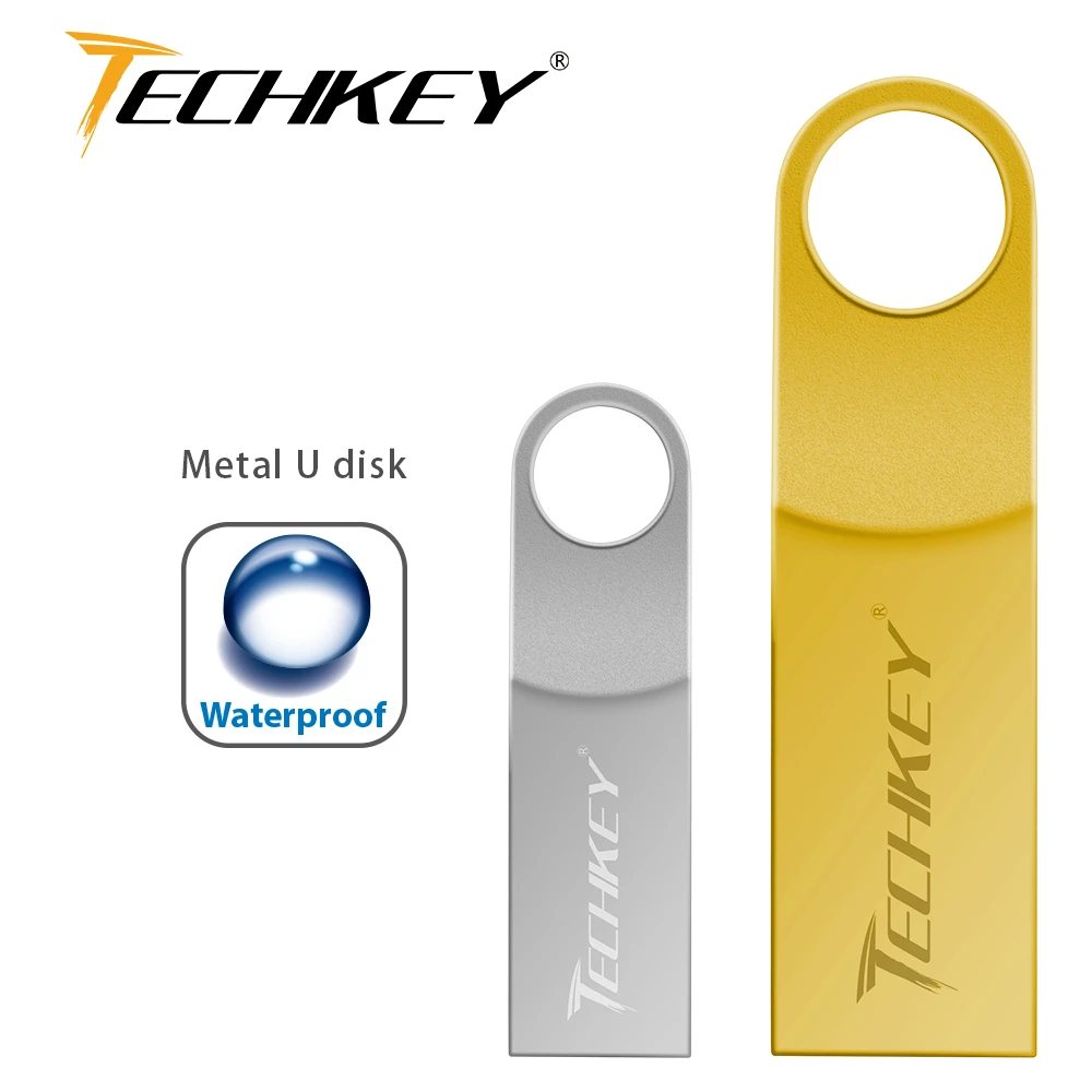 Флешка TECHKEY 64 ГБ 32 16 8 4 флеш-накопитель флешка Водонепроницаемый Серебряный Новый