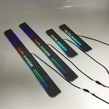 

Acrylic door sill plate strip with led decorative welcome light moving door scuff for mitsubishi outlander