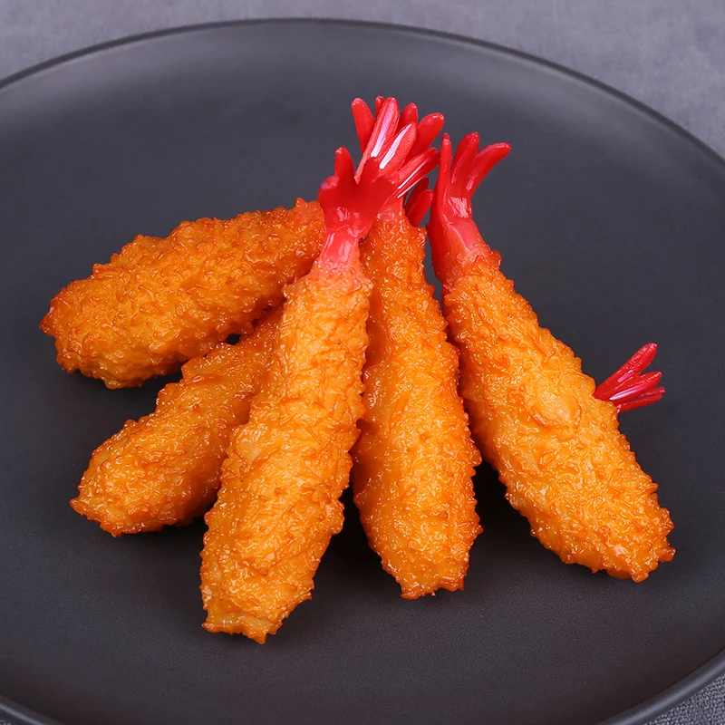 Artificial Fried Shrimp Fake Simulation Japanese Sushi Tempura Food Model Kitchen Shop Decor Photo Props 4 PCs per Lot food model food photography props kitchen food toys fake food prank toys