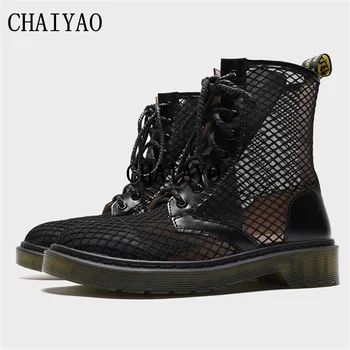 

Short Women's boots 2020 Ladies New Air mesh Soft Platform Female shoes Leisure Breathable Cross-tied Flats Riding Women's shoes