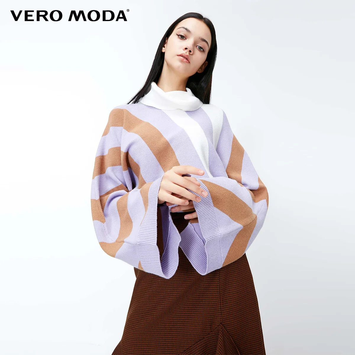 Vero Moda женский полосатый вязаный свитер с короткими рукавами | 318324549 - Цвет: Ochird