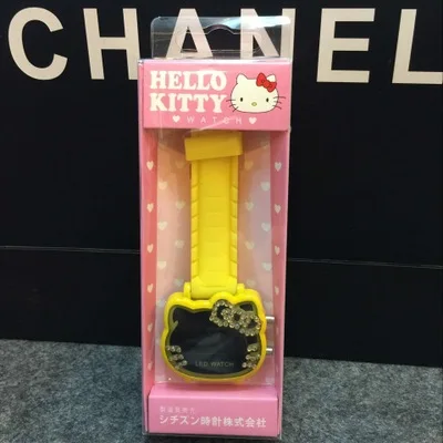 Анимация hello kitty Лупа часы наручные hello kitty розовый драгоценный камень с бриллиантами часы детские электронные часы Косплей