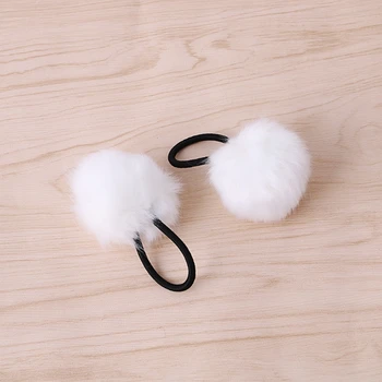 

Faux Rabbit Fur Pompom Ball Hair Scrunchie Elastic Ponytail Holder Hair Band New