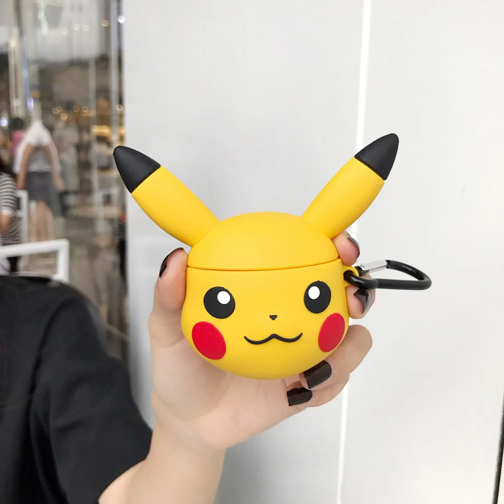 LinXiang милые Мультяшные карманные монстры Pokemons 3D Пикачу Bluetooth наушники силиконовый защитный чехол для Apple Airpods 1 2 - Цвет: Цвет: желтый