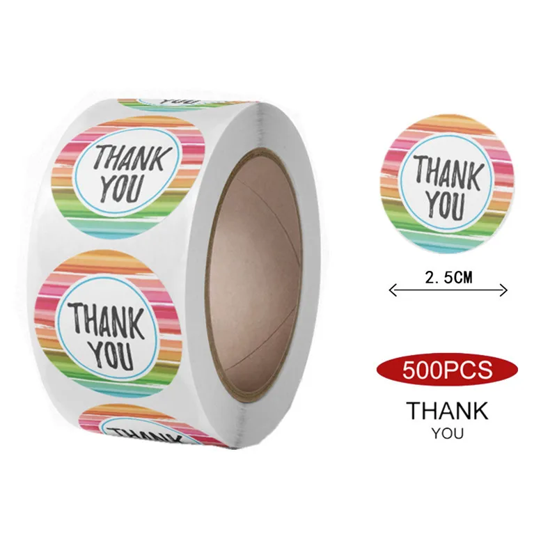 

Delicate Round Watercolor Thank You Stickers 1'' 500pcs Taste Business Order Home HandMade Labels Wedding Envelope Sealing Decor