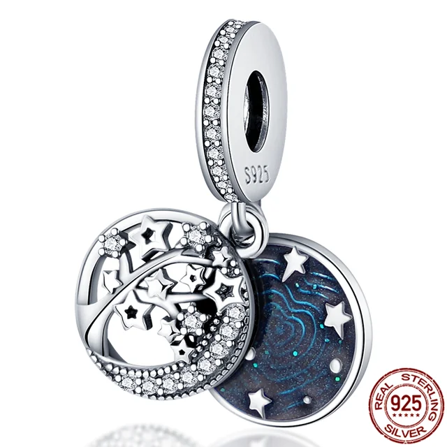 plata charms of ley 925 original Fits original pandora bracelet 925 silver women pendant jewelry galaxy starry sky charms beads CMS1708