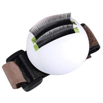 

Plastic and Fiber Cloth Eyelash Extension Holder Palette False Eye Lashes Stand White Color with Wrist Strap Makeup Tools-ABVP