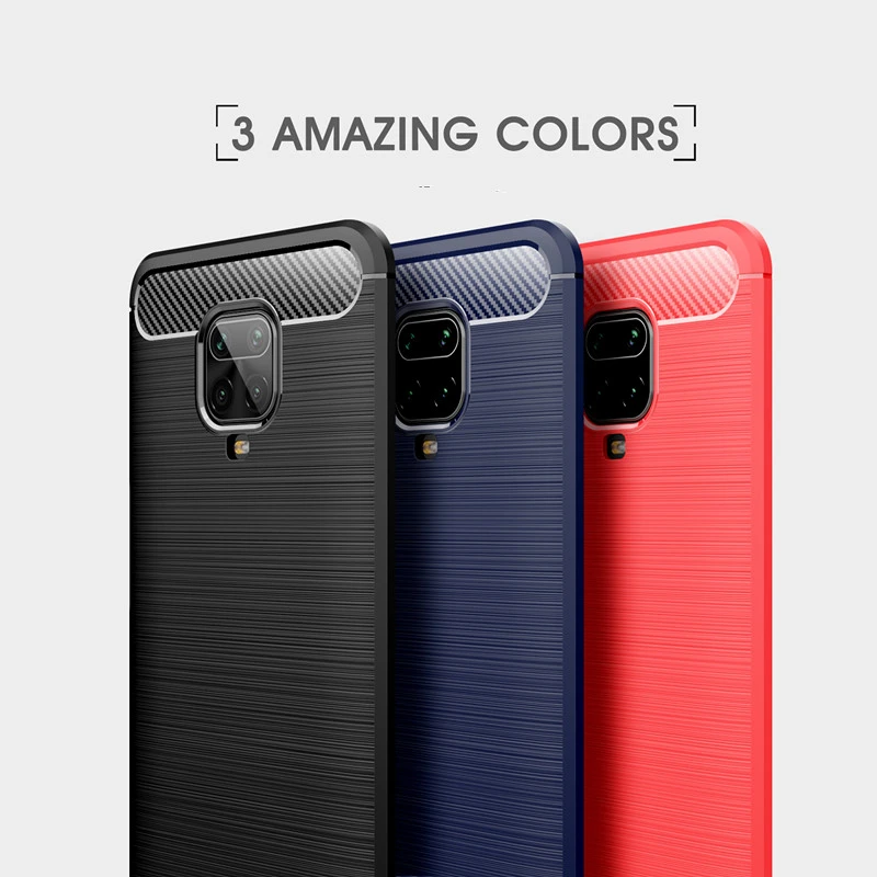 PRO Funda Carcasa Silicona Gel Negro Fibra Carbono Para Xiaomi Redmi Note 9S