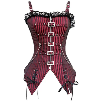 

New Court Shaper Red Zipper Buckle Punk Gothic Corset S/M/L/XL/XXL Black Slim Fit Gathered To Hold Chest Show S-Shaped Curve