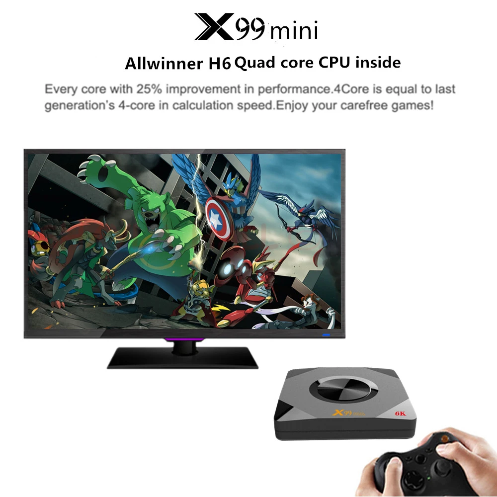 X99 мини Smart Android 9,0 tv Box 4 ГБ ОЗУ 64 ГБ 32 ГБ 16 ГБ H.265 Wifi медиаплеер 4K для Google Youtube телеприставка