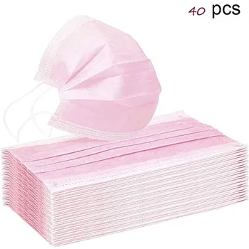 

40PC Unisex Disposable Face Mask 3Ply Ear Loop Breathable Spitting-proof Dust-proof Windproof Comfy Mask Mouth Mask Masque
