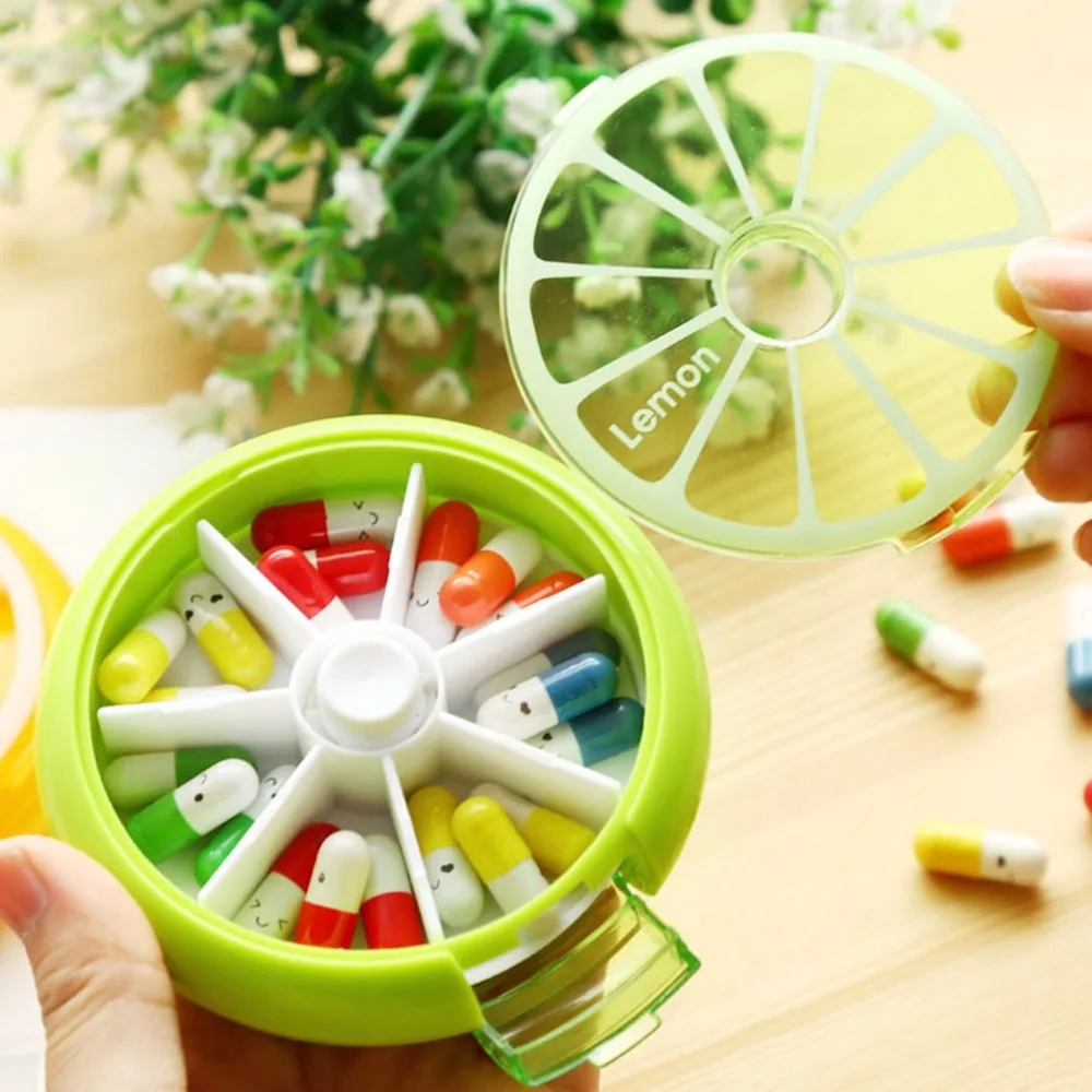 Pill Box Fruit Shaped Vitamin 7 Day Weekly Medicine Pillbox Tablet Storage Case Container Cases Travel Round Health Care