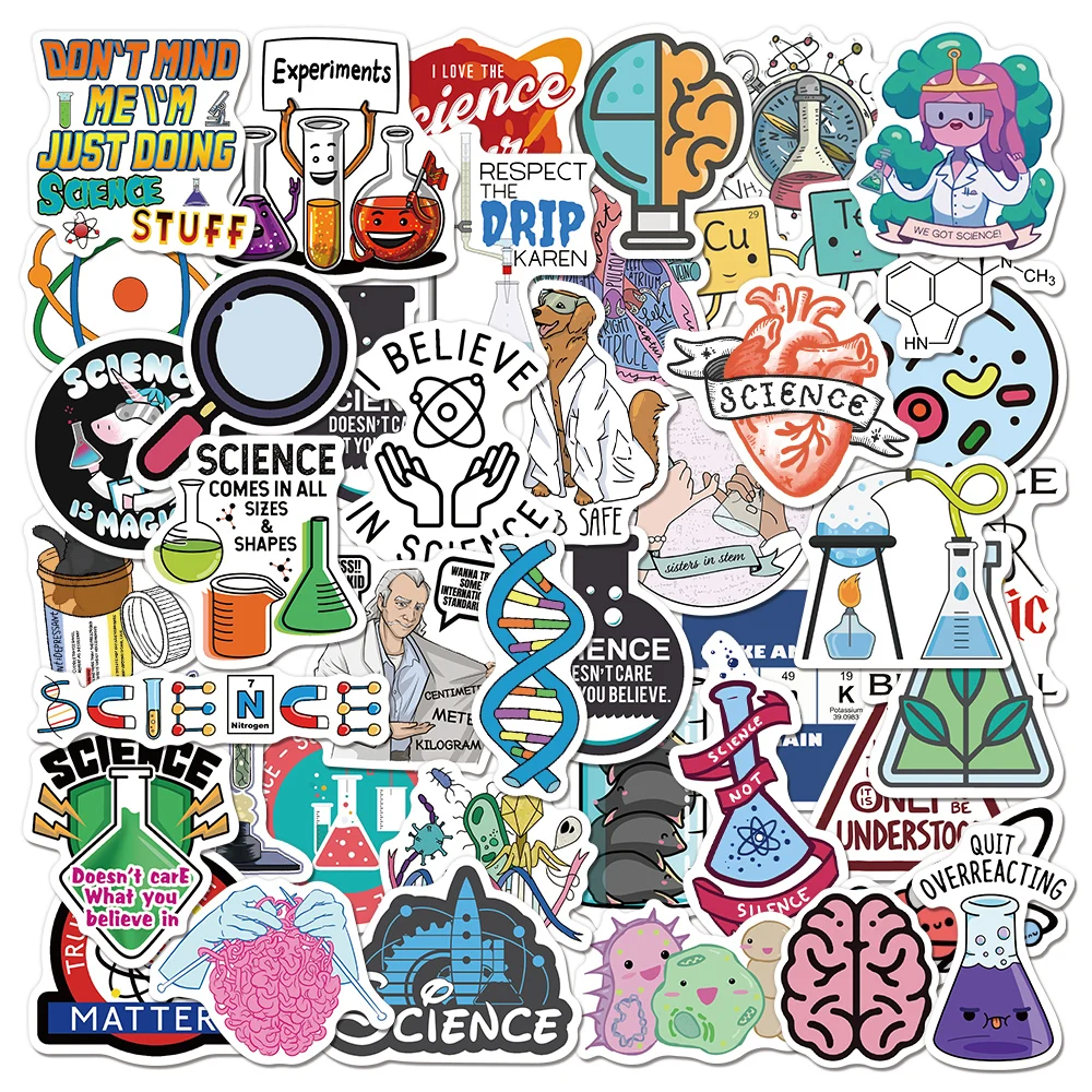 50 Pcs Physical Chemistry Laboratory Stickers Graffiti For Laptop Luggage Skateboard Waterproof Sticker Science Course Toys fundamentals of bioorganic chemistry textbook